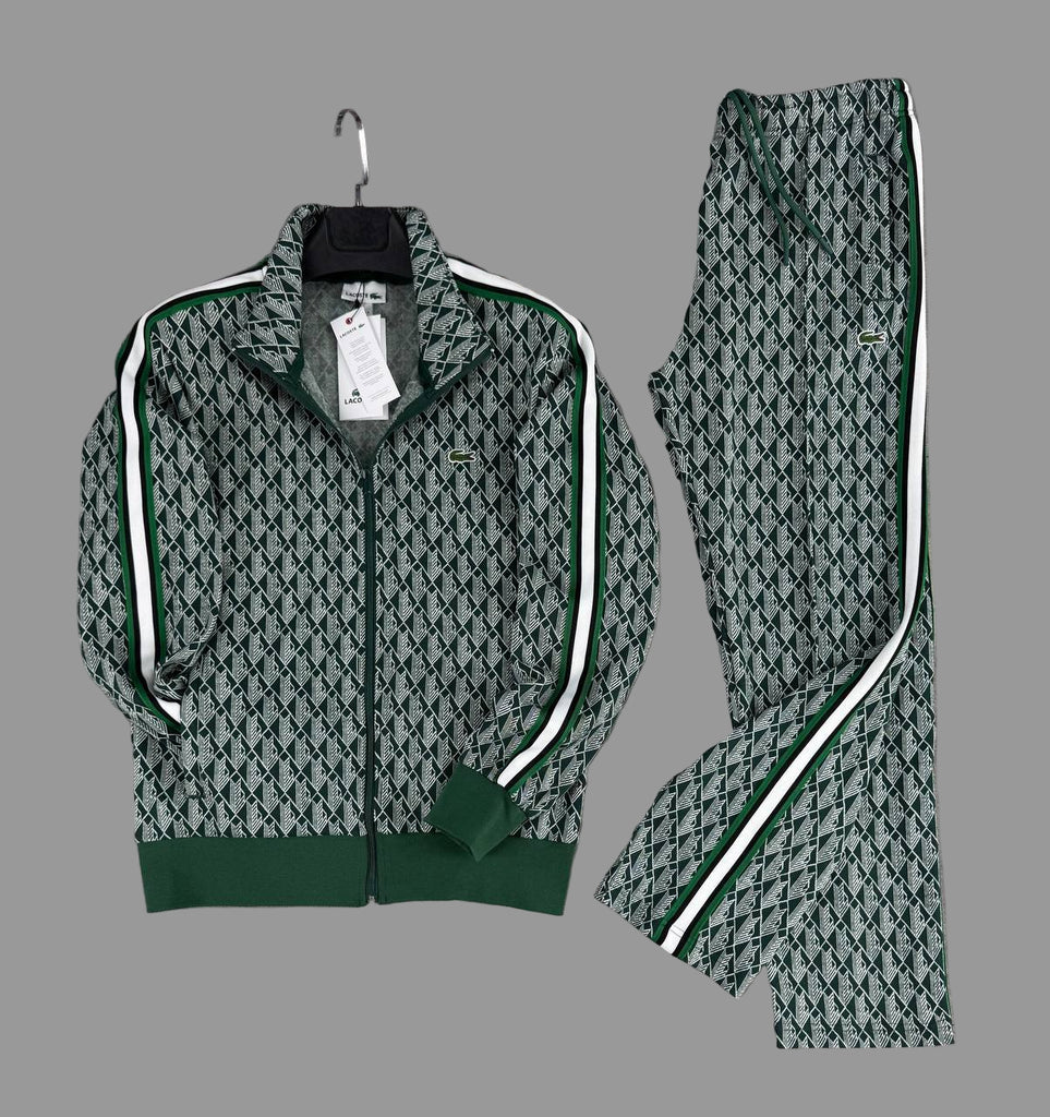 Lacoste moška trenirka, Jacquard Monogram, zelena. Vrhunska kakovost