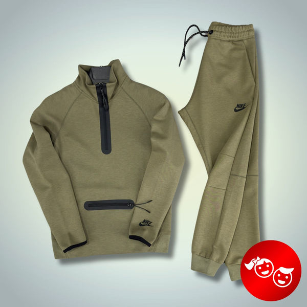 Nike Tech Fleece otroška trenirka, olivno zelena. Model 2024. Vrhunska kakovost
