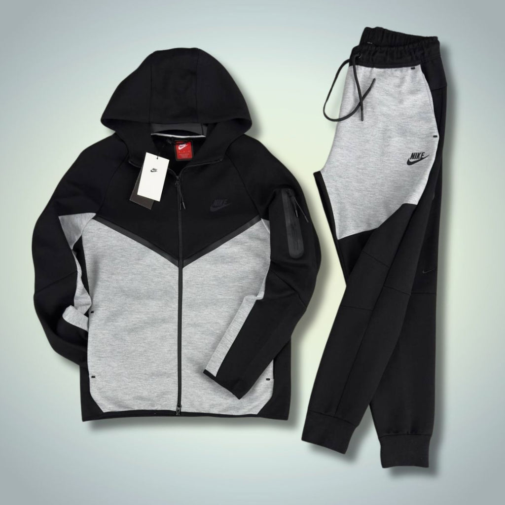 Moški športni komplet Nike Tech Fleece, črna – klasično siva. Model 2024. Vrhunska kakovost