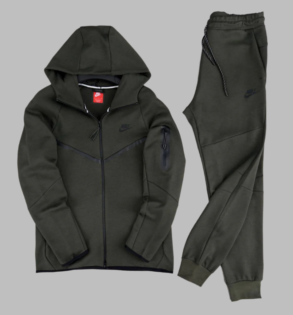 Moška trenirka Nike Tech Fleece, grafitno zelena. Model 2024. Premium kakovost.