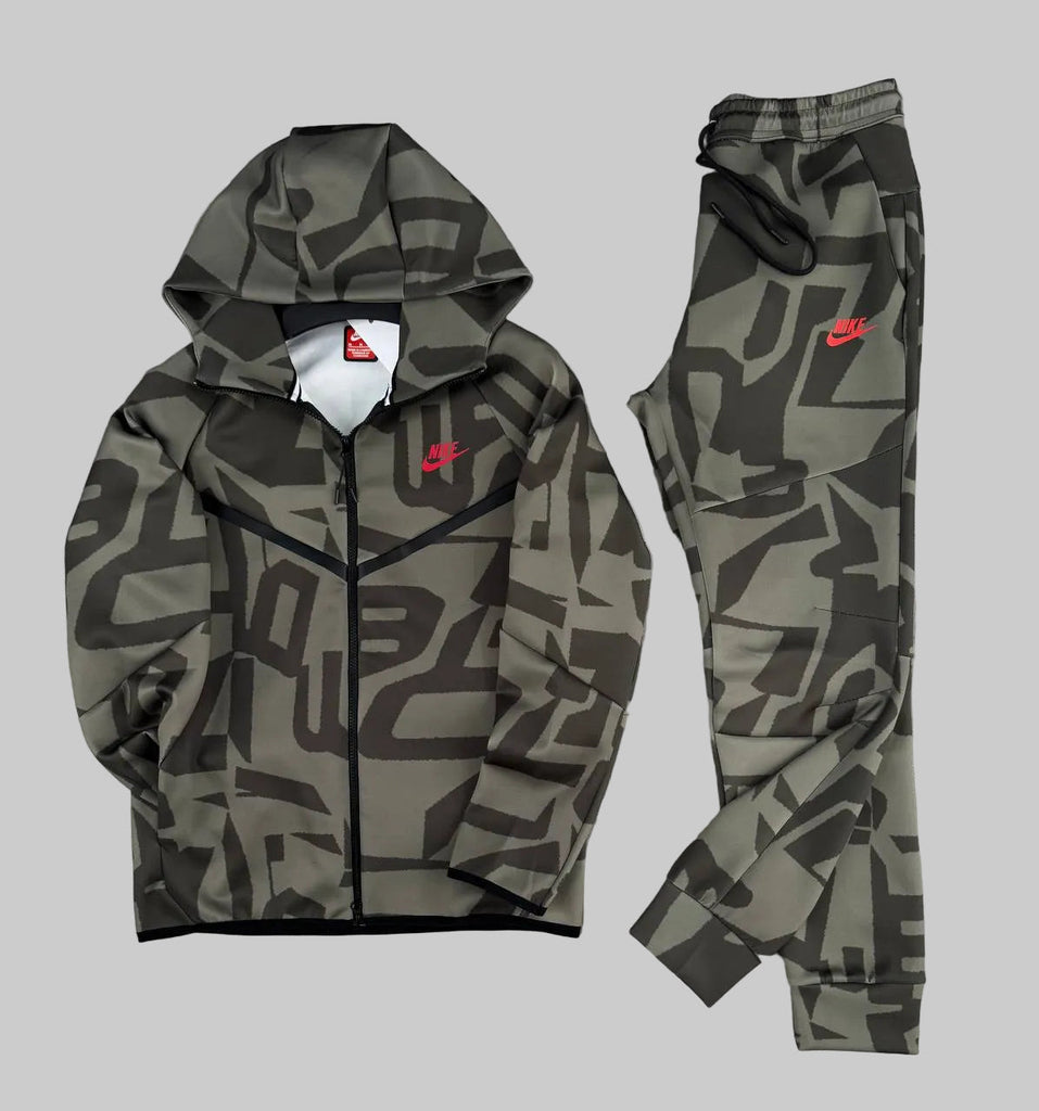 Moška trenirka Nike Tech Fleece, olivno zelena z rjavimi vzorci