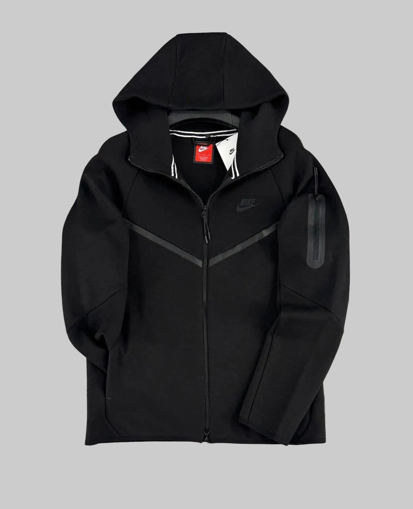 Moški kapucar Nike Tech Fleece z zadrgo, črn
