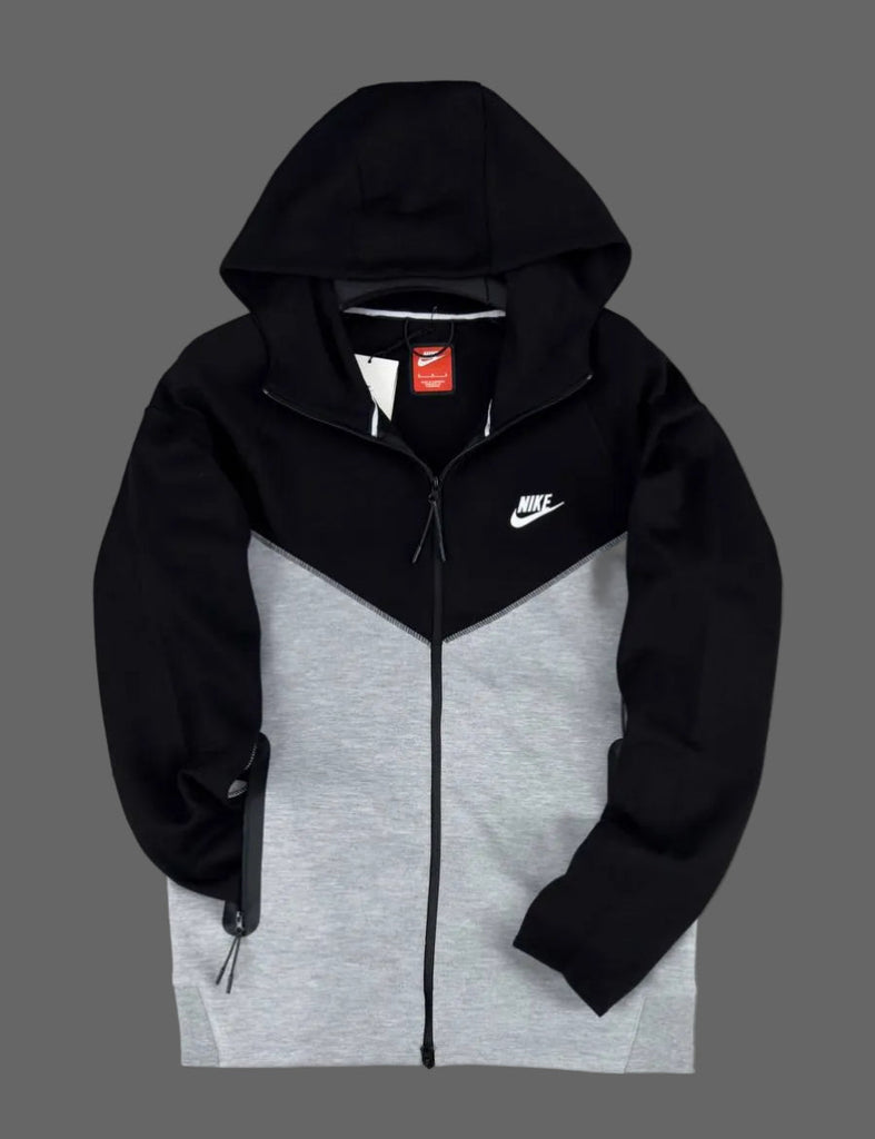 Moški kapucar Nike Tech Fleece z zadrgo, črno-siv