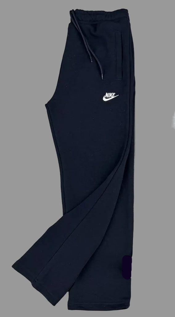 Moške trenirne hlače Nike, temno modre z belim logotipom, raven kroj